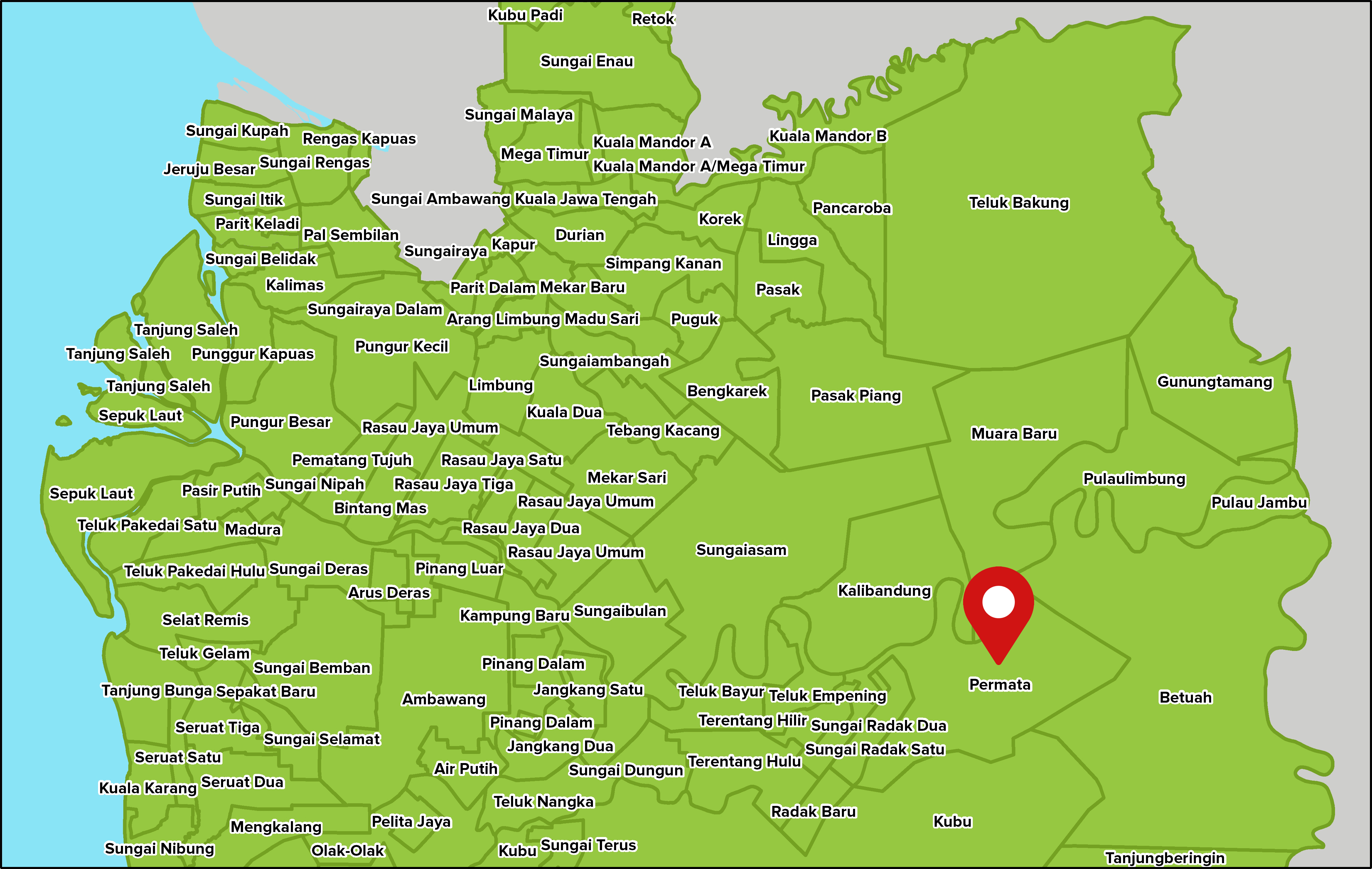 Location of Permata Village, Terentang Sub-District, Kubu Raya District, West Kalimantan (source: geoportal.kuburayakab.go.id)